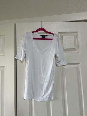 Ralph Lauren White Scoop Neck Short Sleeve Tee